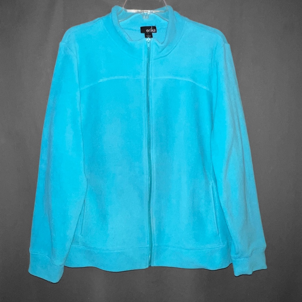 Aqua Blue Zip-Up Fleece Jacket